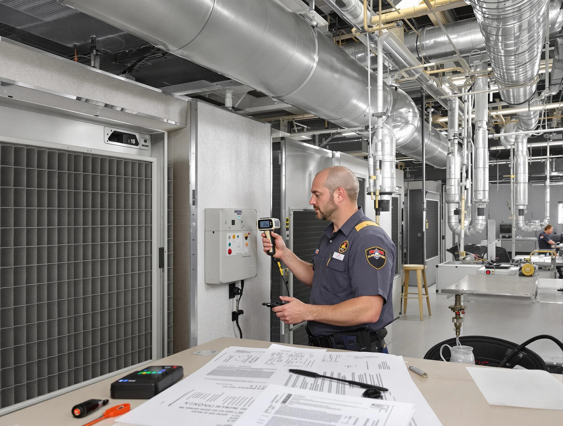 Professional filter system inspection by Harrah Air Duct Cleaning in Harrah