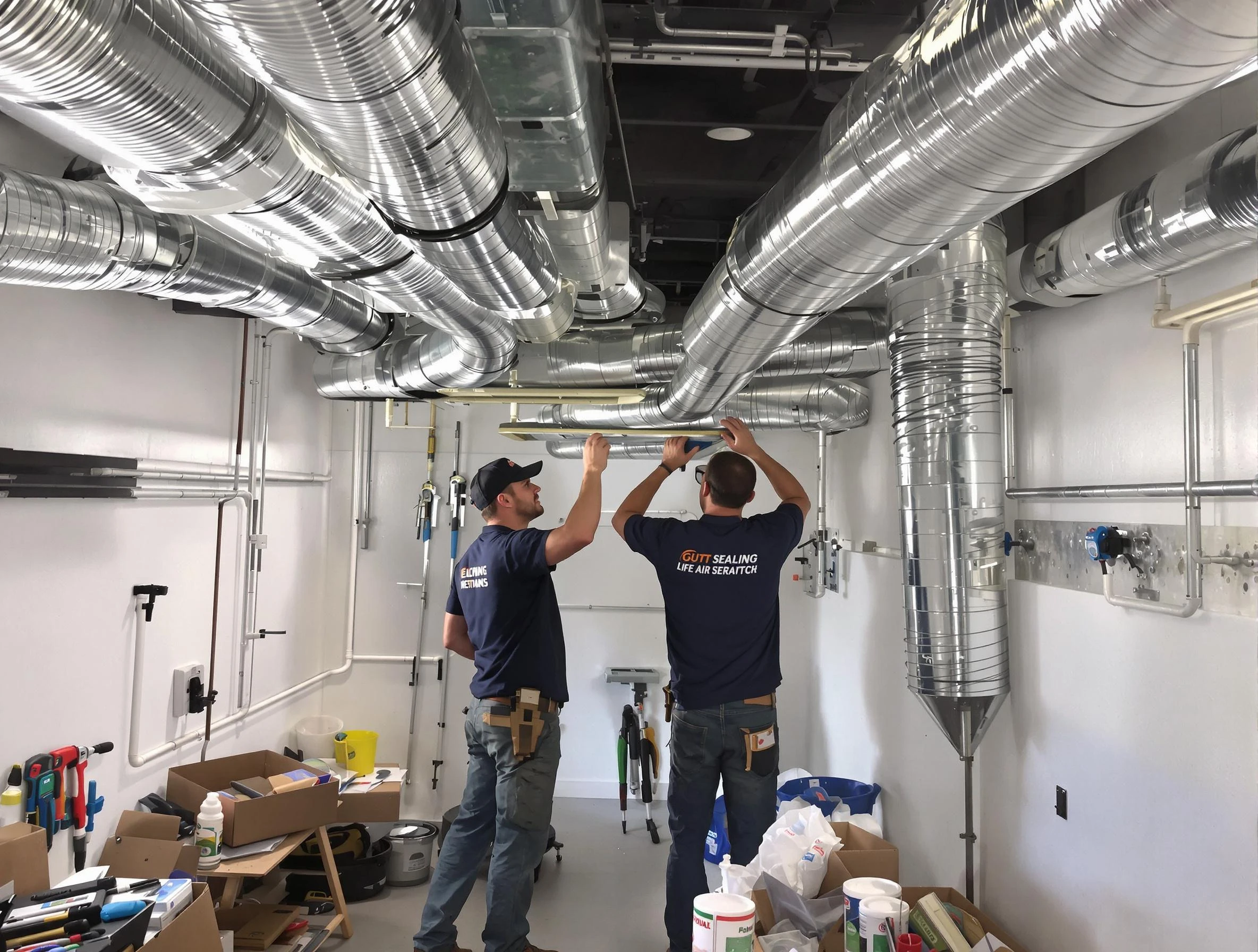Harrah Air Duct Cleaning technician applying professional duct sealing solutions in Harrah