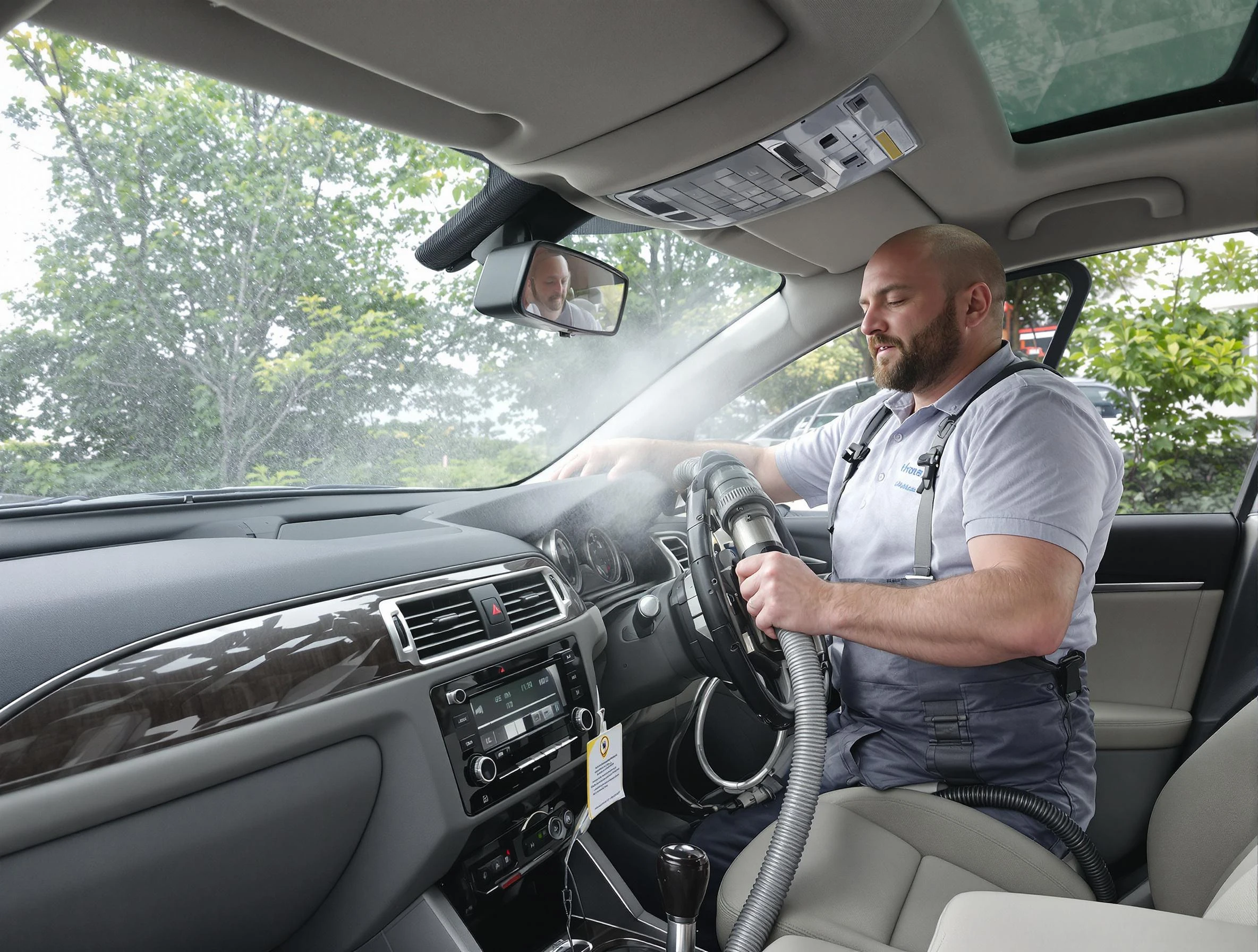 Harrah Air Duct Cleaning specialist performing professional car duct cleaning in Harrah